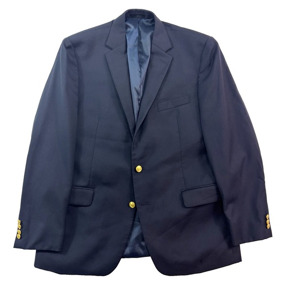 Ralph Lauren 43R blazer jacket sport suit coat gold buttons natural stretch wool